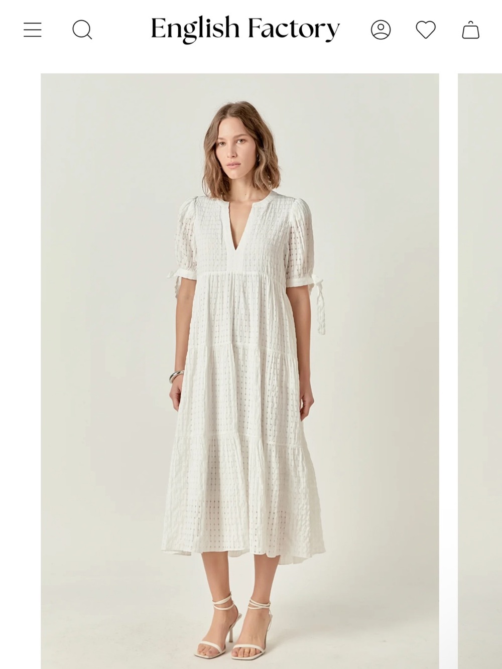 English Factory Cream Eyelet Tiered Midi Dress